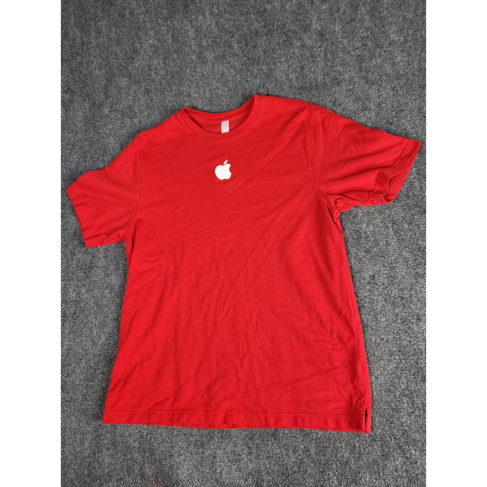 Apple T-Shirt Crew Neck Short Sleeve Logo Graphic Tee Red‎ Mens Size L Employee